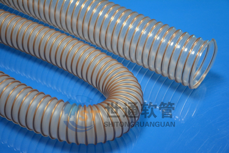 PU 鋼絲軟管，PU鋼絲管，PU聚氨酯鋼絲波紋管，耐磨工業(yè)吸塵通風(fēng)軟管 